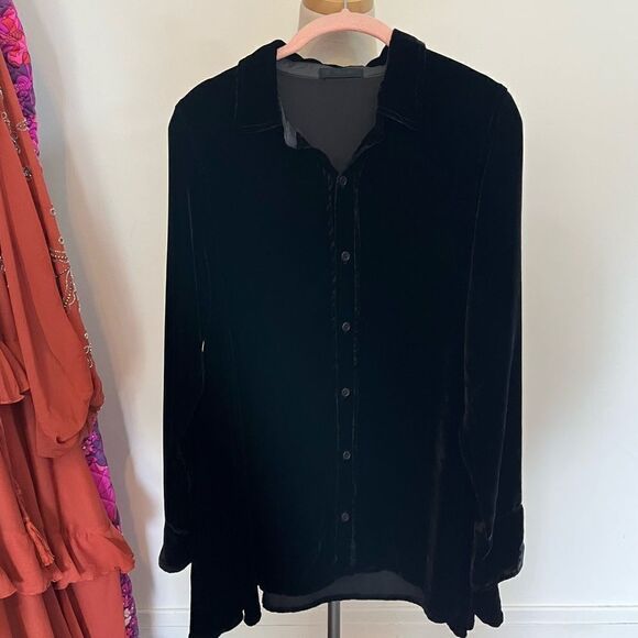CP Shades Romy Velvet Rayon Silk Button Down XS - Picture 12 of 12